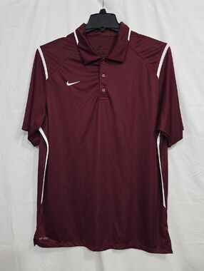Nike Dri-Fit Mens XL Short Sleeve Nike Swoosh Burgundy